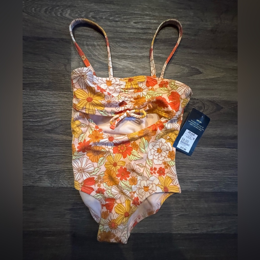art class Orange & Yellow Floral Cutout One-Piece Swimsuit
